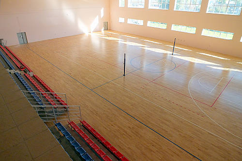  Площадь спортивного паркета в универсальном зале для игровых видов спорта - 1223 кв. м.